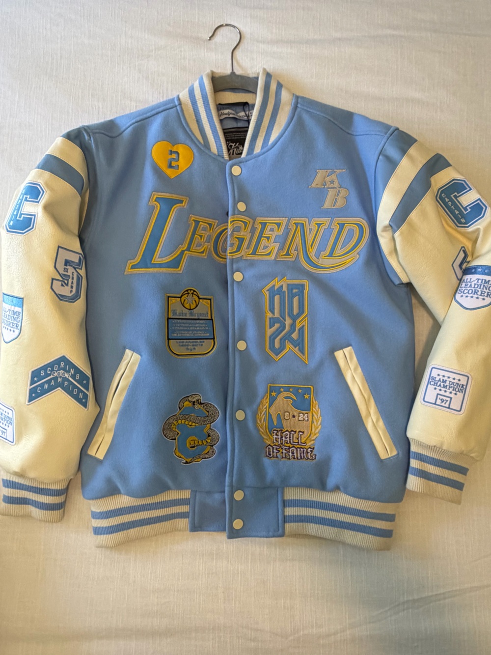 Sky Blue Kobe Collage Varsity Jacket Size M Brand New with tags